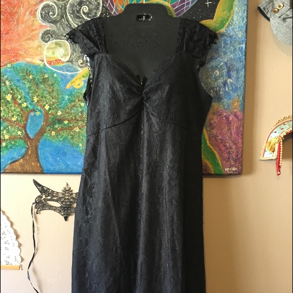 MALIANNA PARIS SALON BLACK LACE DRESS SIZE L NWT